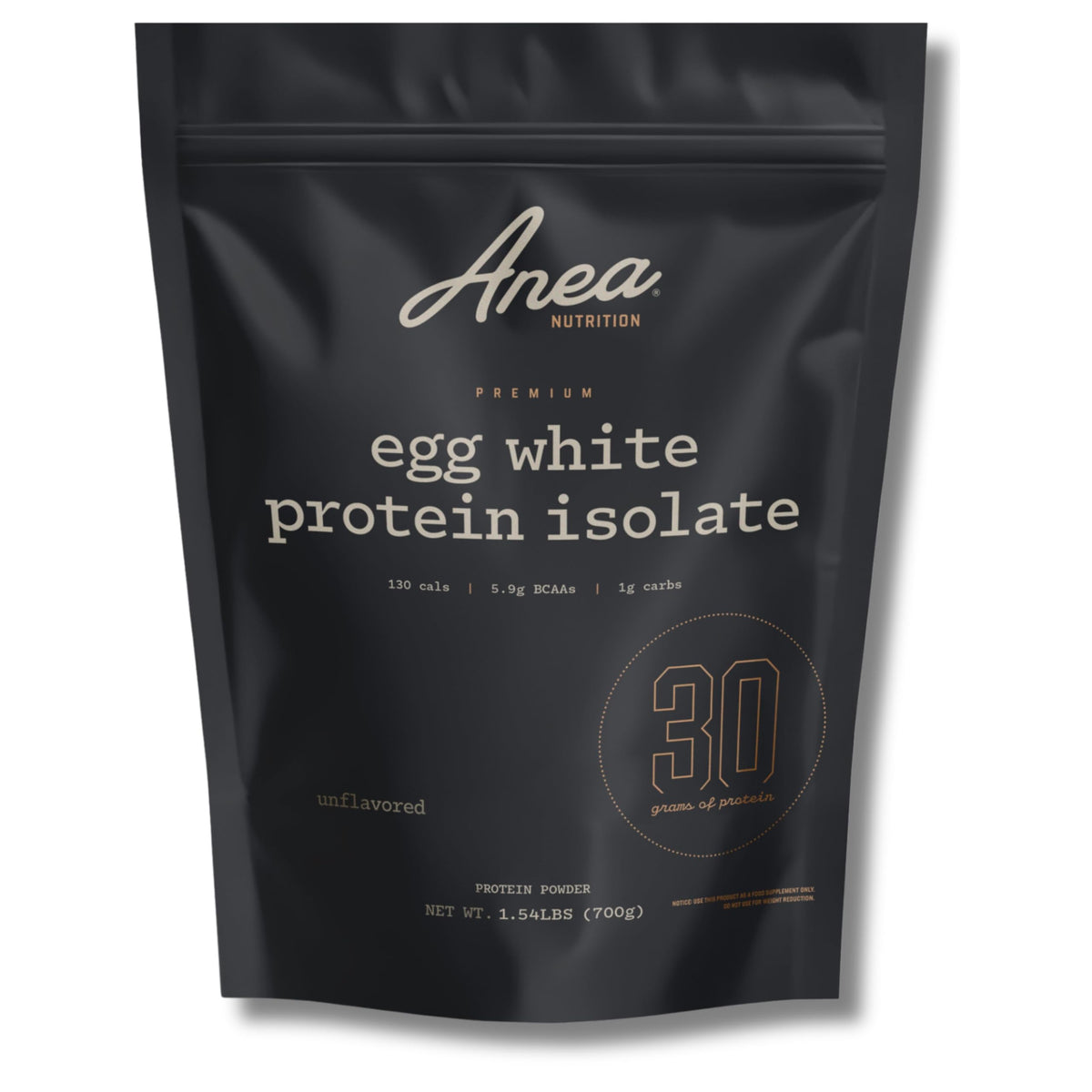 Anea Nutrition egg white protein tub front for a high-protein, fat-free shake base.