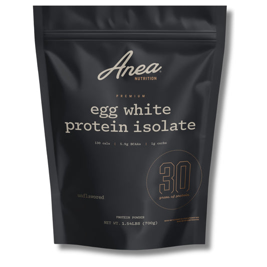 Anea Nutrition egg white protein tub front for a high-protein, fat-free shake base.