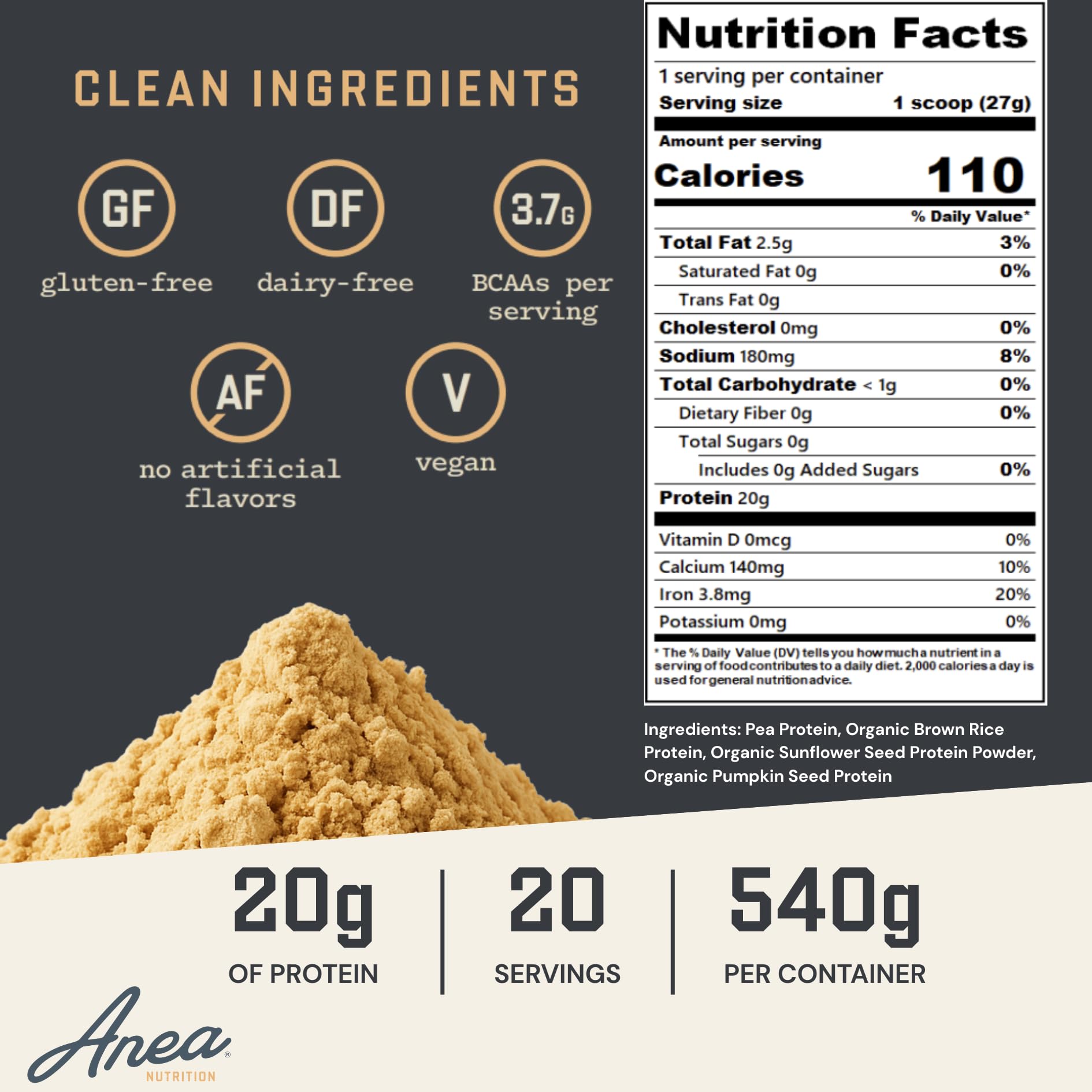 Anea Nutrition complete amino acid profile with natural BCAAs for training