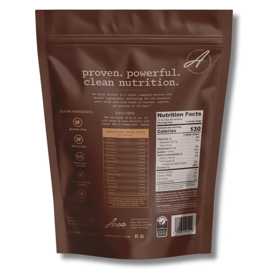 Anea Plant Protein Chocolate shake ready in a blender for a smooth drink.