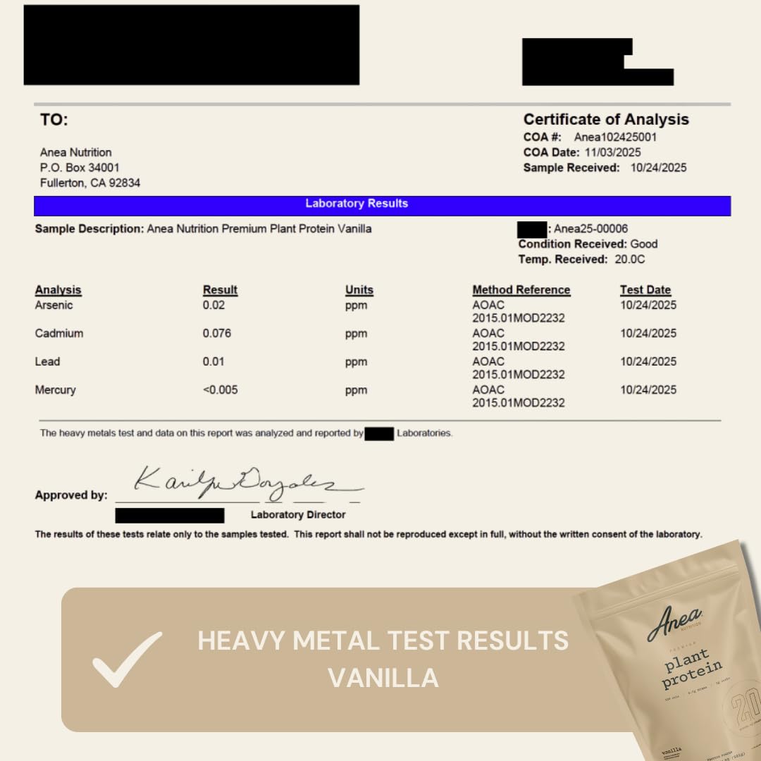 Anea Nutrition Plant Protein Vanilla shake prepared with vanilla flavor.