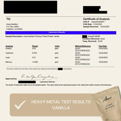 Anea Nutrition Plant Protein Vanilla shake prepared with vanilla flavor.