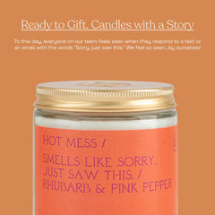 Anecdote Candles Rhubarb Pink Pepper scent profile hints at bright tart notes.