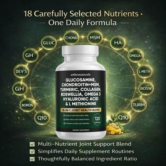 ANEFOSE Arthronaturals 18in1 capsules closeup highlighting convenient daily capsules for joint care