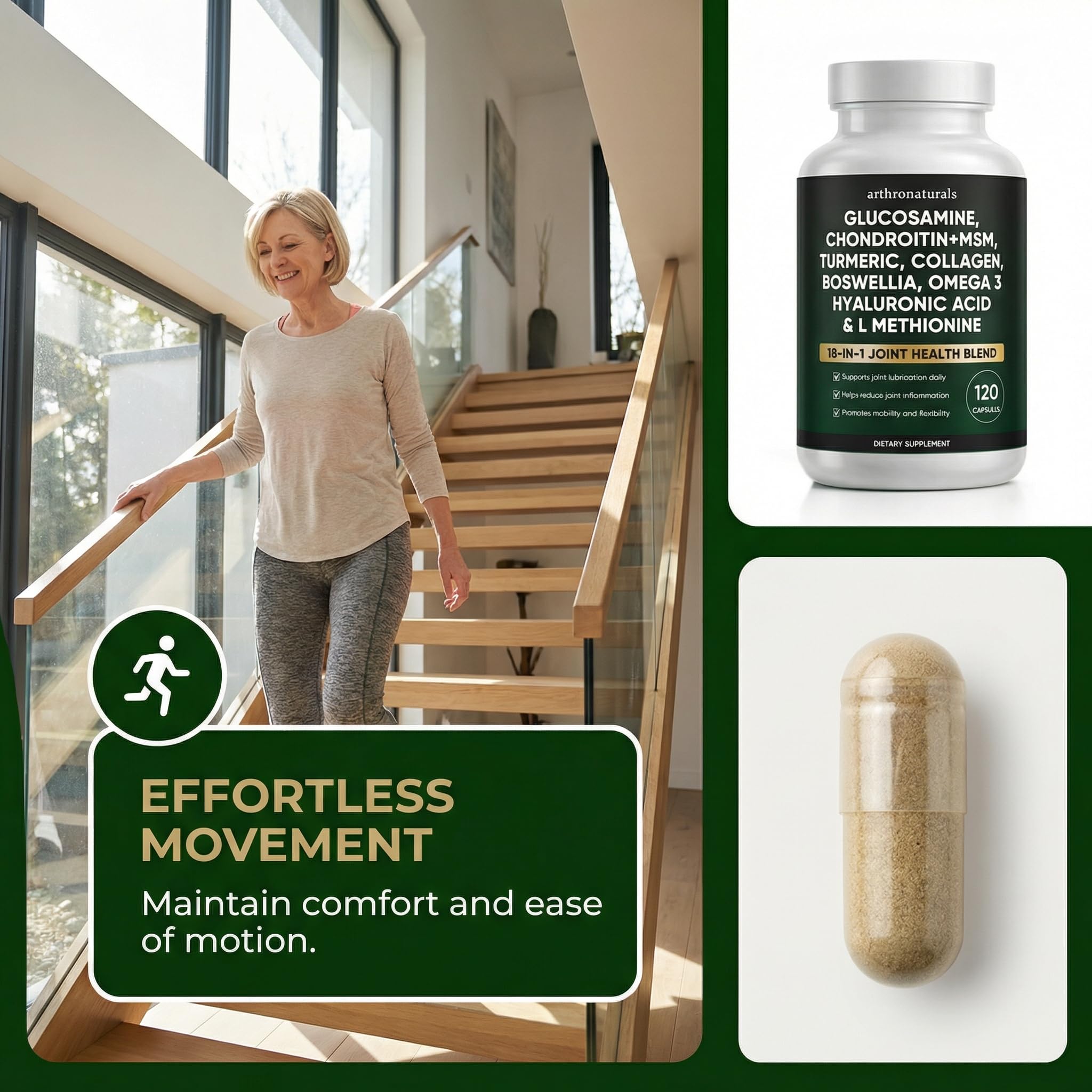 ANEFOSE Arthronaturals 18in1 omega-3 softgels in bottle illustrate balanced nutrients