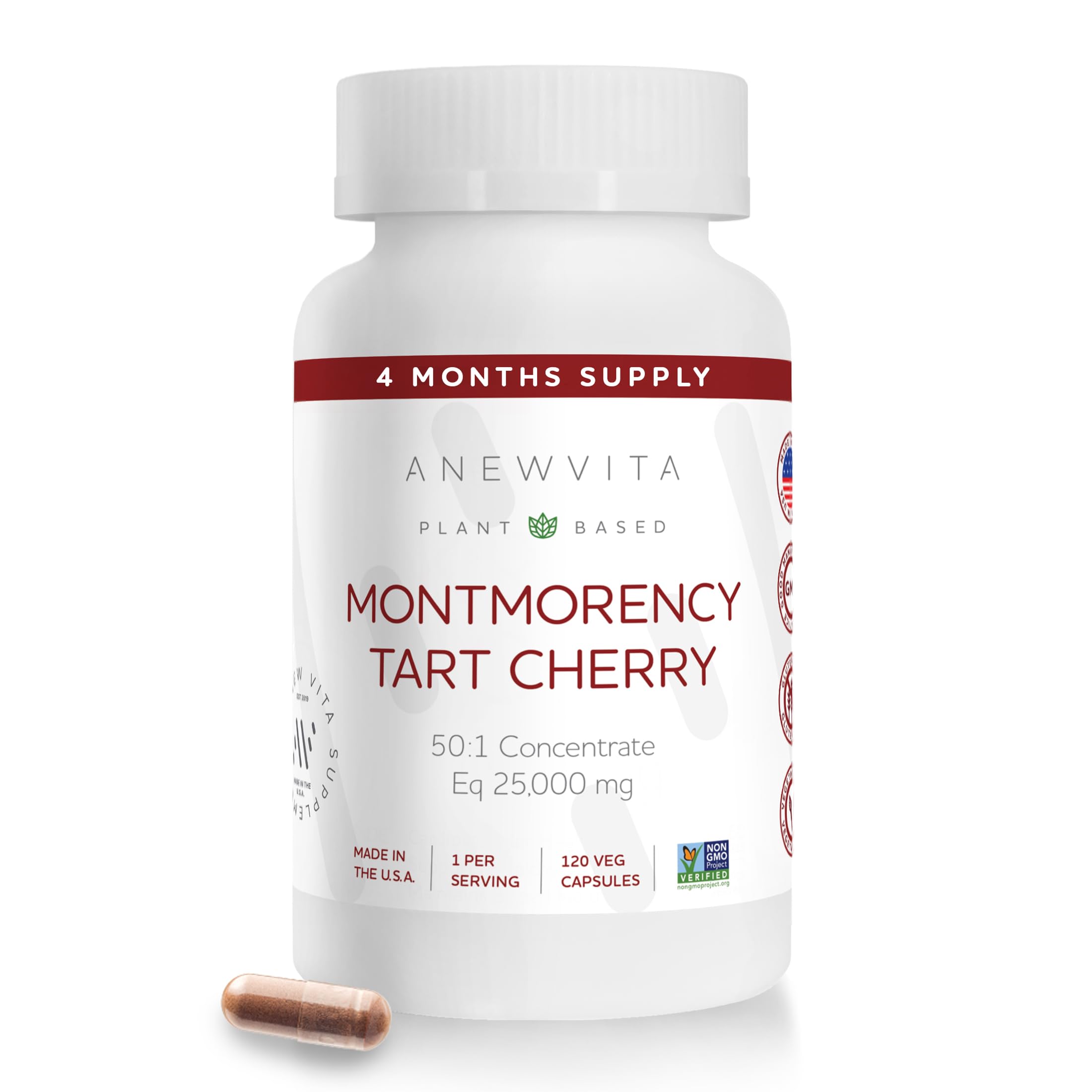 Anew Vita Montmorency Tart Cherry Capsules bottle ready for daily wellness