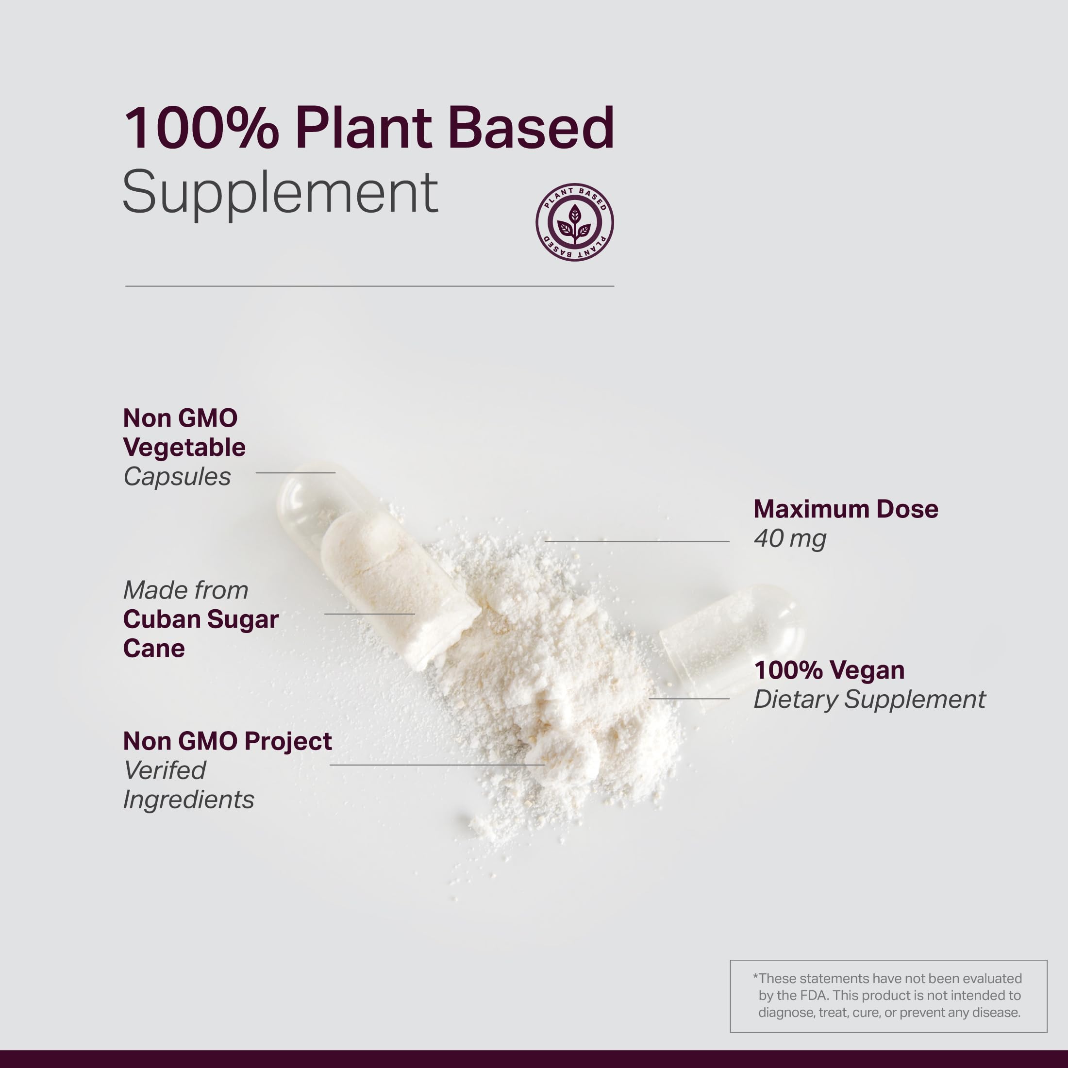 Close-up of the Anew Vita Policosanol label highlighting non-GMO and gluten-free formula.