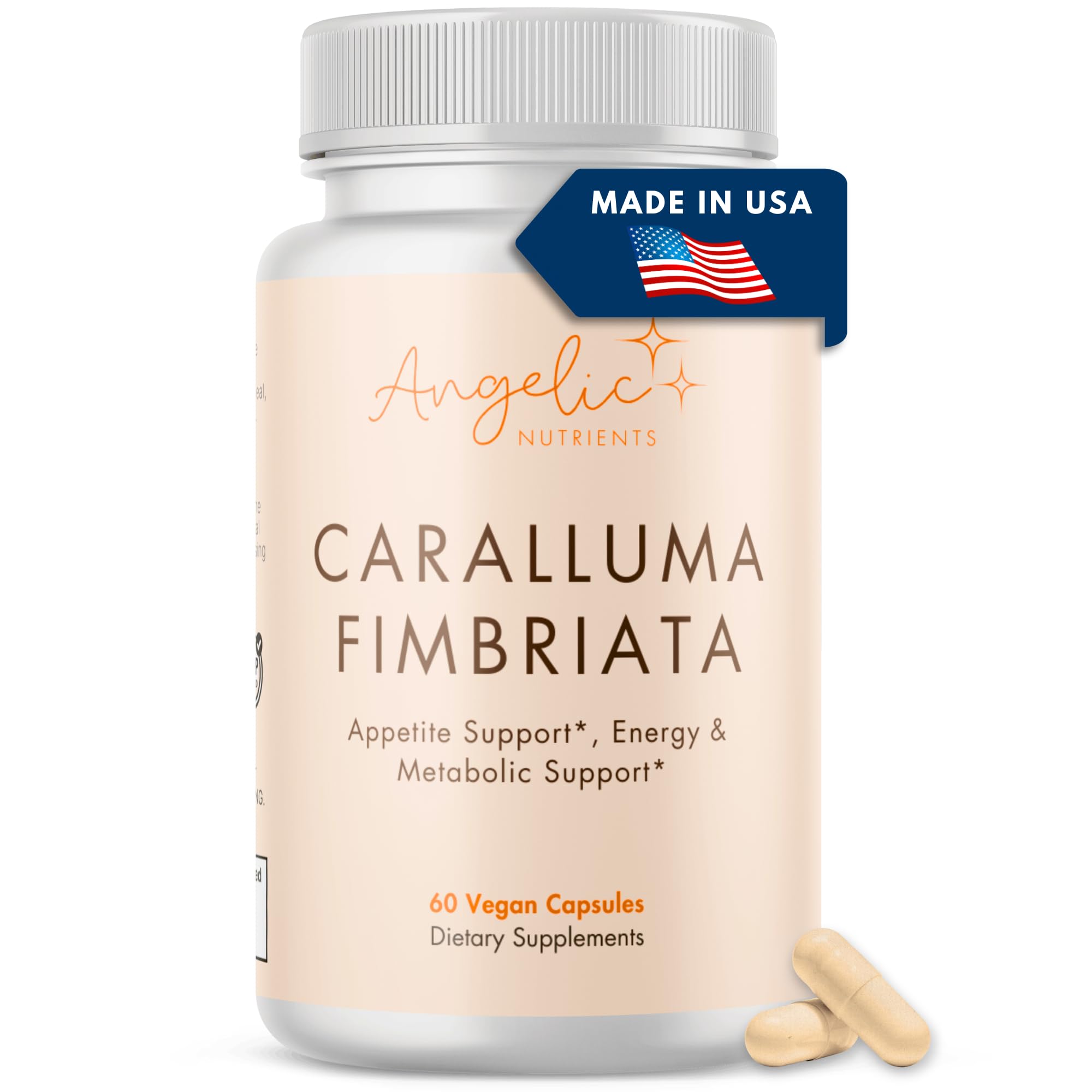 Angelic Nutrients Caralluma Fimbriata capsules for vegan daily support.