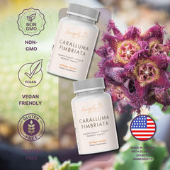 Angelic Nutrients Caralluma Fimbriata label highlights gluten-free vegan formula.