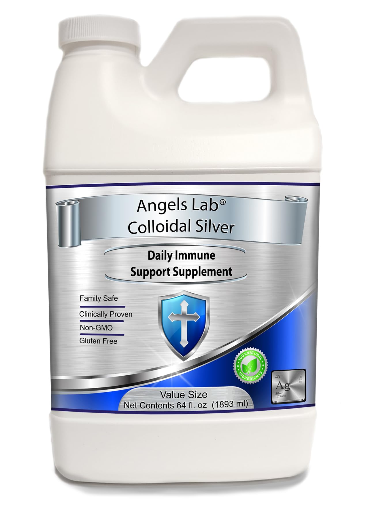Angels Lab Colloidal Silver 10ppm bottle for daily use and easy refills.