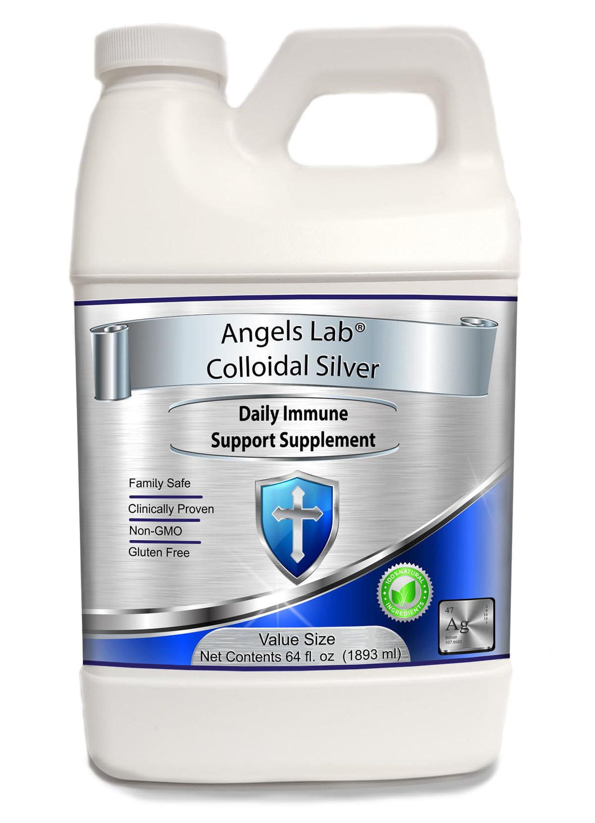 Angels Lab Colloidal Silver 10ppm bottle for daily use and easy refills.