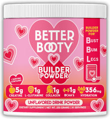 Angry Supplements Better Booty Builder powder bottle poured for a post-workout shake