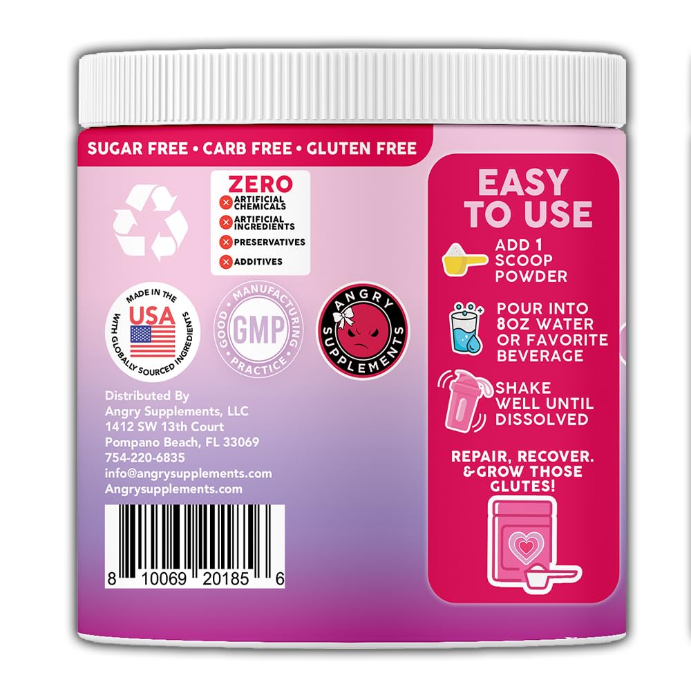 Angry Supplements Better Booty unflavored powder blend helps dissolve quickly in drinks after workouts.