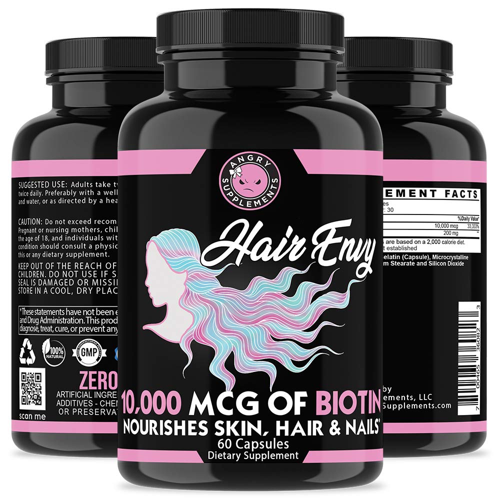 Hair Envy packaging front highlights benefits and premium quality for daily use.