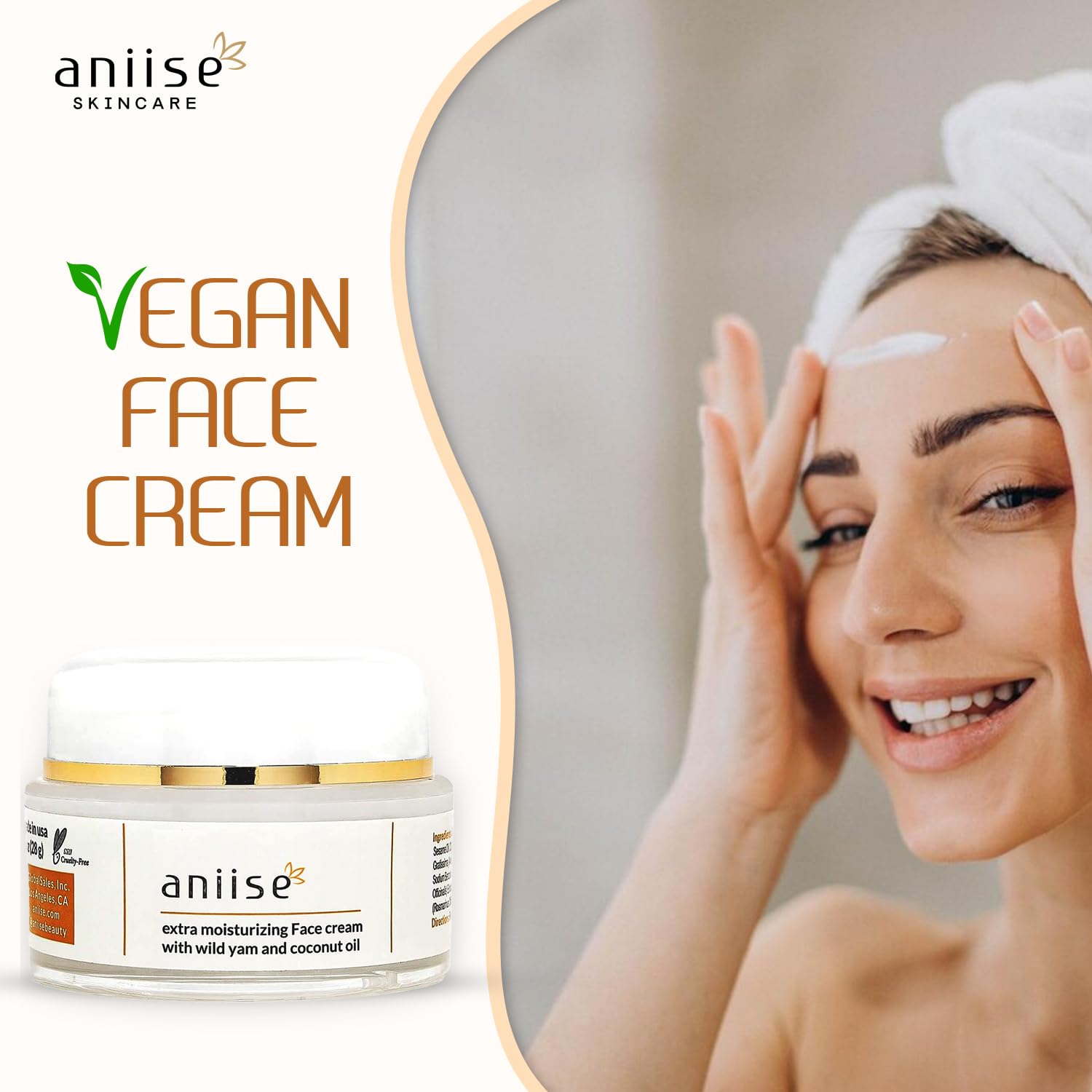 Pump-dispense action of Aniise Wild Yam cream for easy daily use