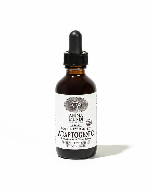 Anima Mundi Adaptogenic 7 Mushroom Drops bottle front view for daily wellness support.