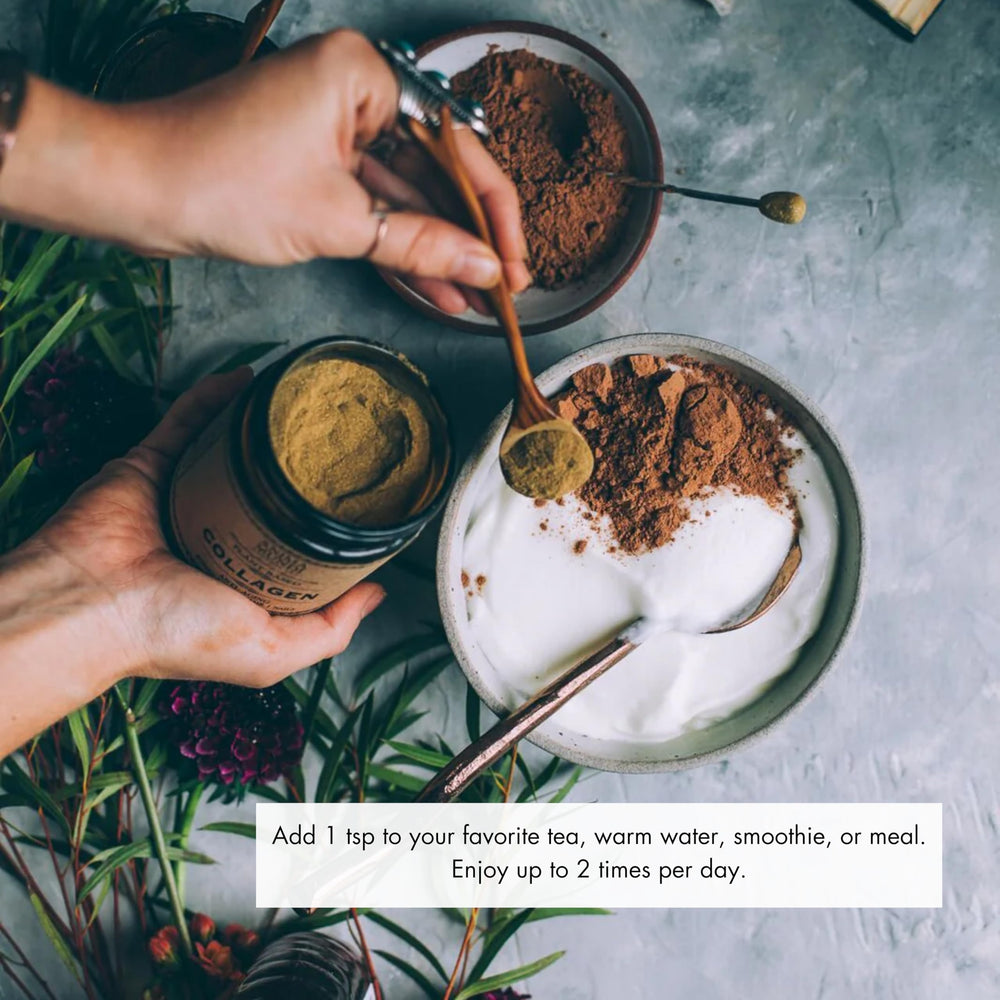 Anima Mundi Apothecary plant-based collagen blend with calendula and nettle for hair and nails.
