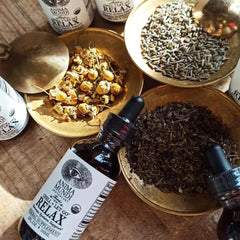 Anima Mundi Relax Tonic ingredients label emphasizes lemon balm, passionflower, chamomile.