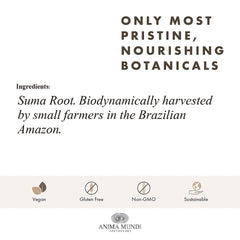 Anima Mundi Suma Root Powder Brooklyn-crafted label emphasizes ethical sourcing.