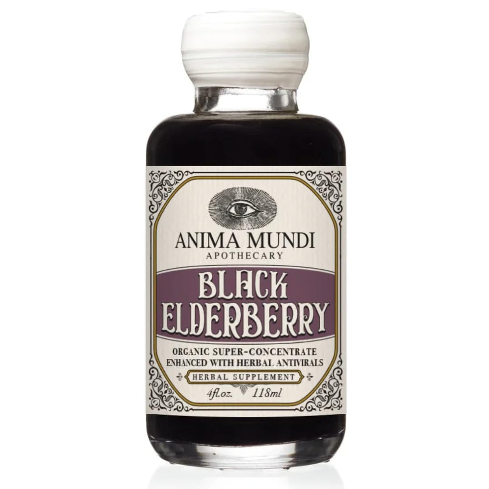 Anima Mundi Apothecary black elderberry syrup bottle ready for daily wellness rituals.