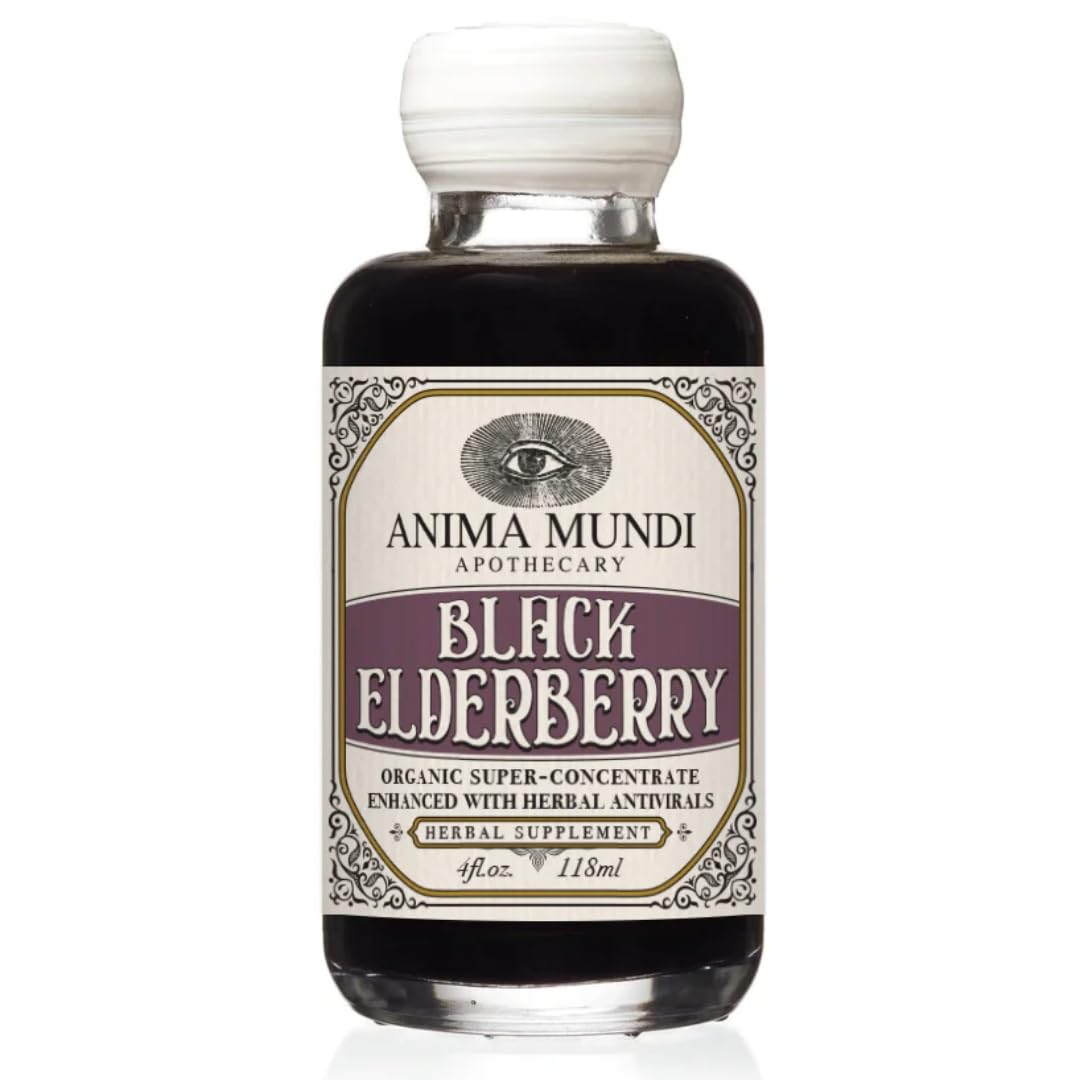Anima Mundi Apothecary black elderberry syrup bottle ready for daily wellness rituals.