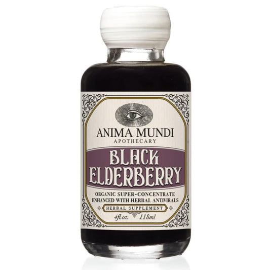 Anima Mundi Apothecary black elderberry syrup bottle ready for daily wellness rituals.