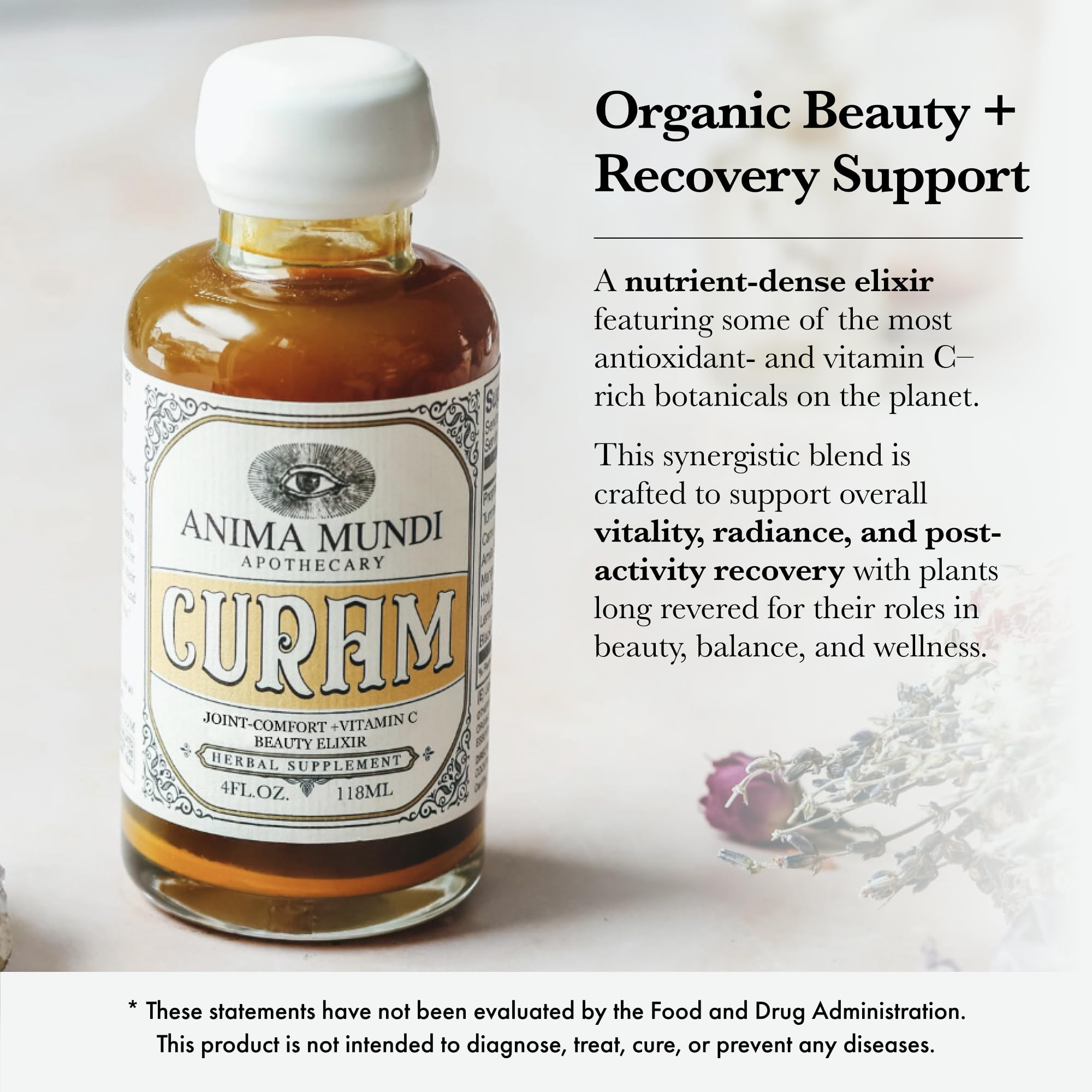 Anima Mundi Curam ingredients map showing botanical sources and fair-trade craft.