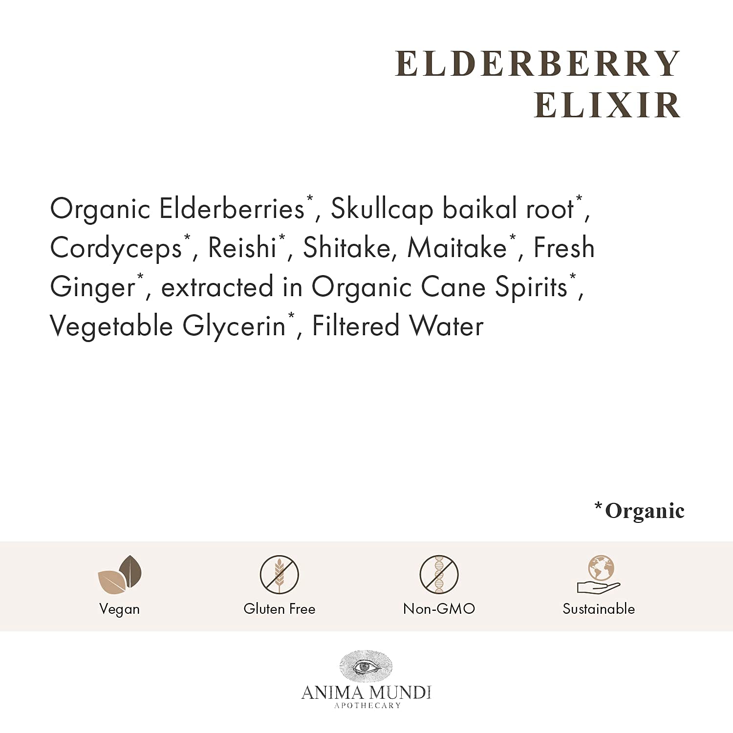 Anima Mundi elderberry syrup with wooden scoop for daily dosing.