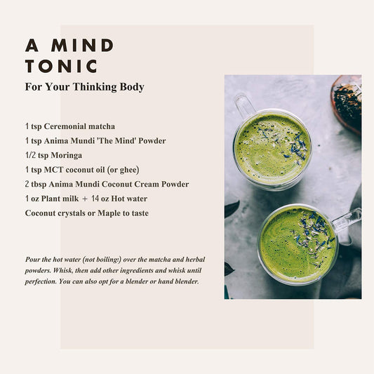 Anima Mundi Mind Energizing Brain Tonic bottle label for everyday rituals supporting mood.