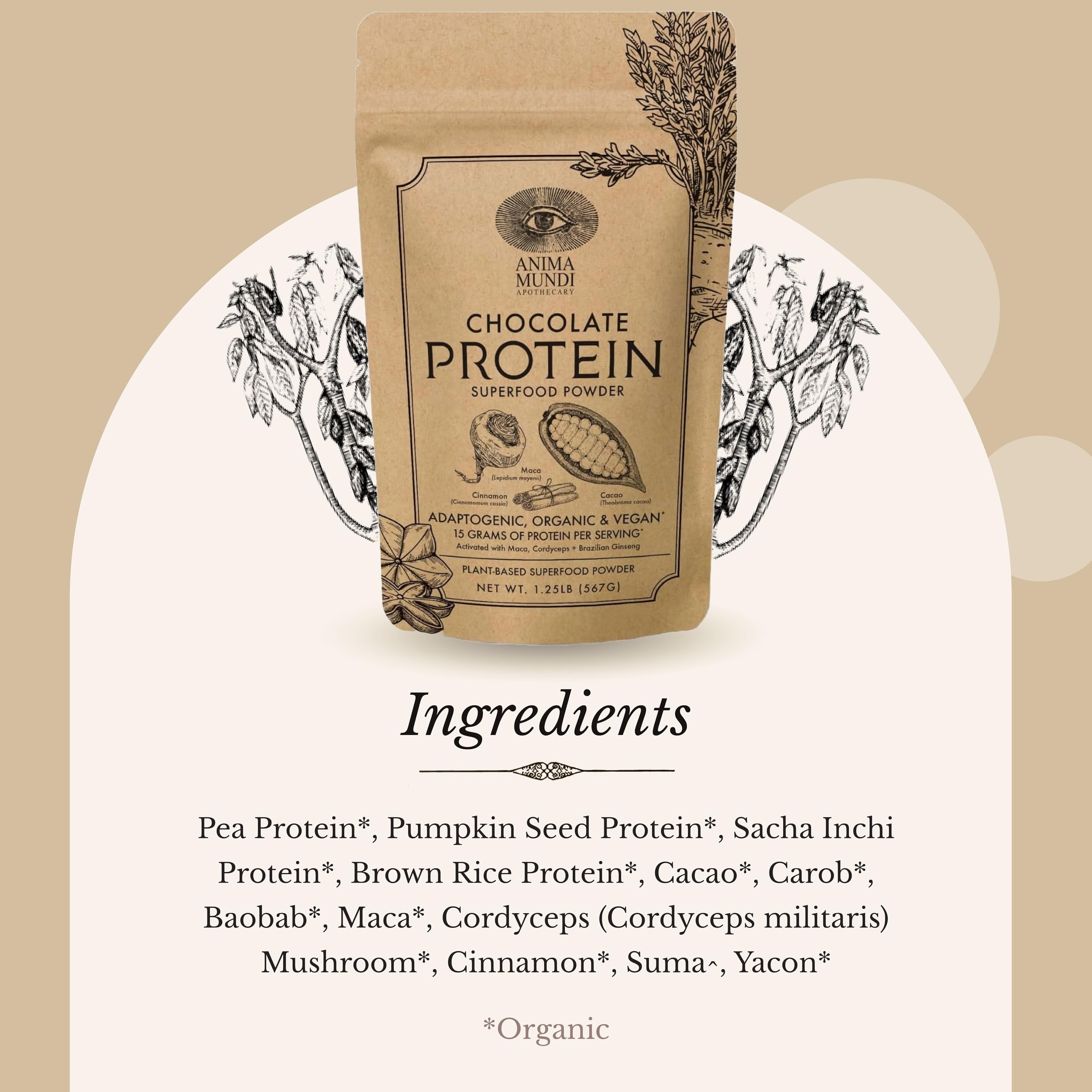 Anima Mundi Qi Energy & Protein Brooklyn-crafted packaging, vegan and gluten-free.