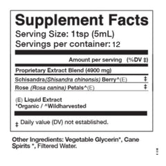 Label detail on the Anima Mundi Schisandra Rose Elixir bottle