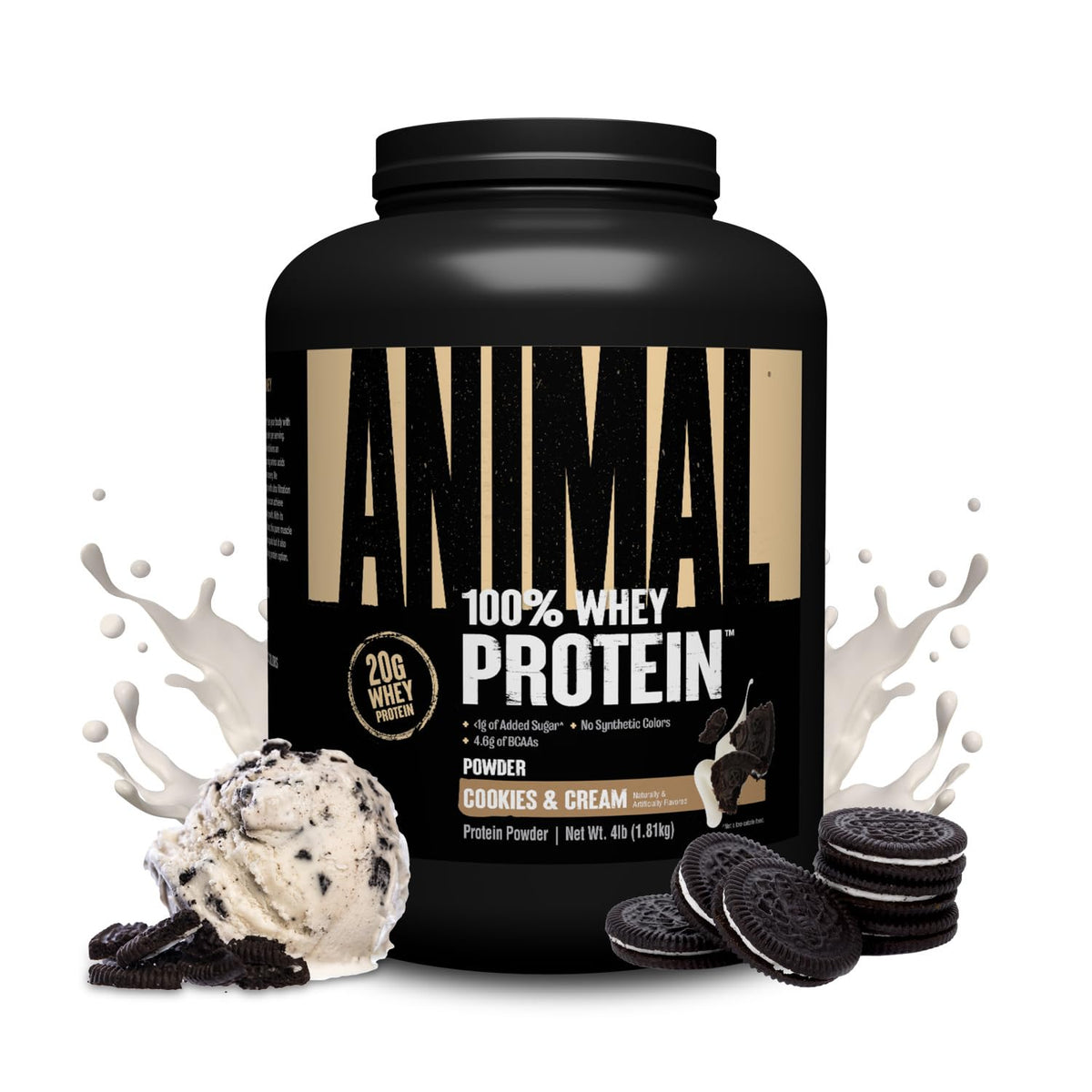 Animal 100% Whey powder scoop in bag for lean muscle support.