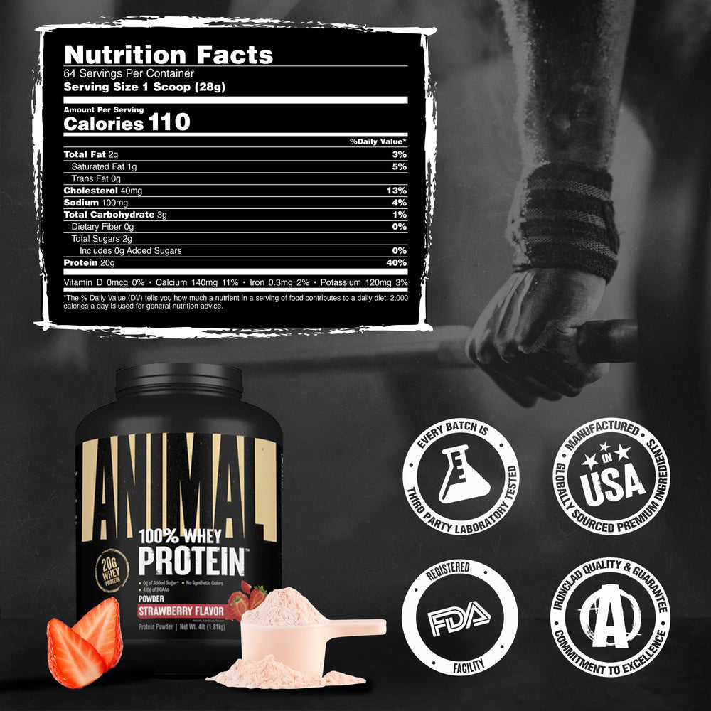 Animal 100% Whey Strawberry serving prep demonstrates versatile use in meals.
