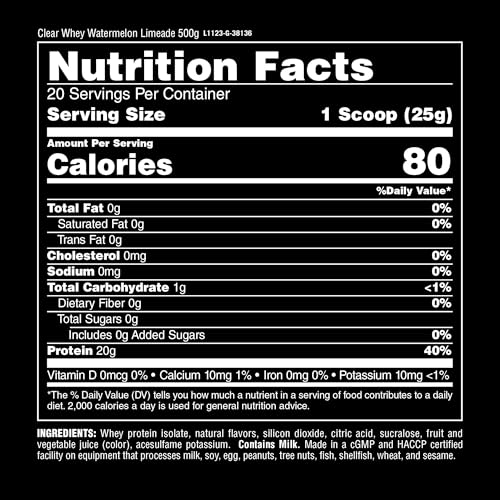 Animal Clear Whey GMP-certified badge signals high quality and safety.