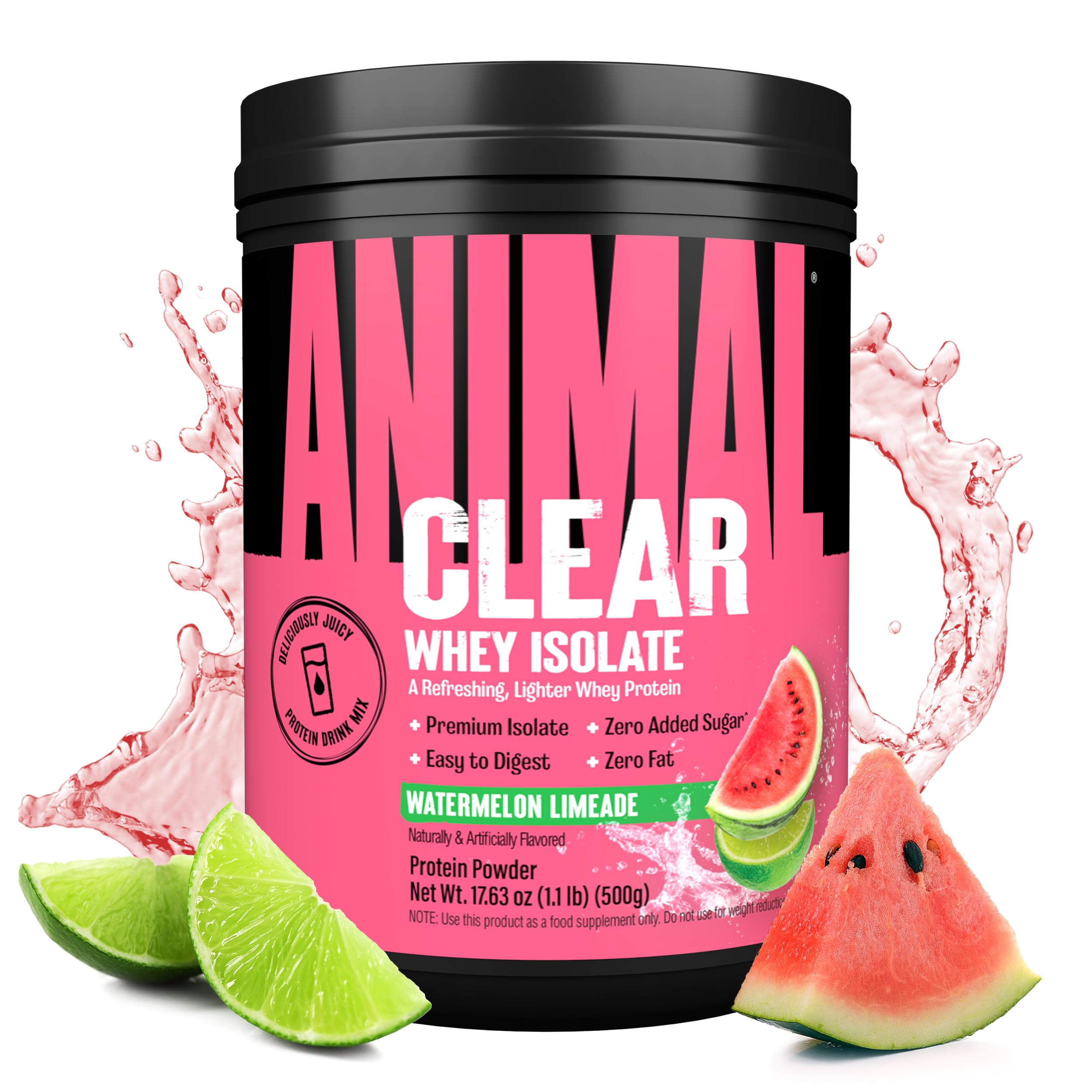 Animal Clear Whey Watermelon Limeade bottle, a refreshing protein drink.