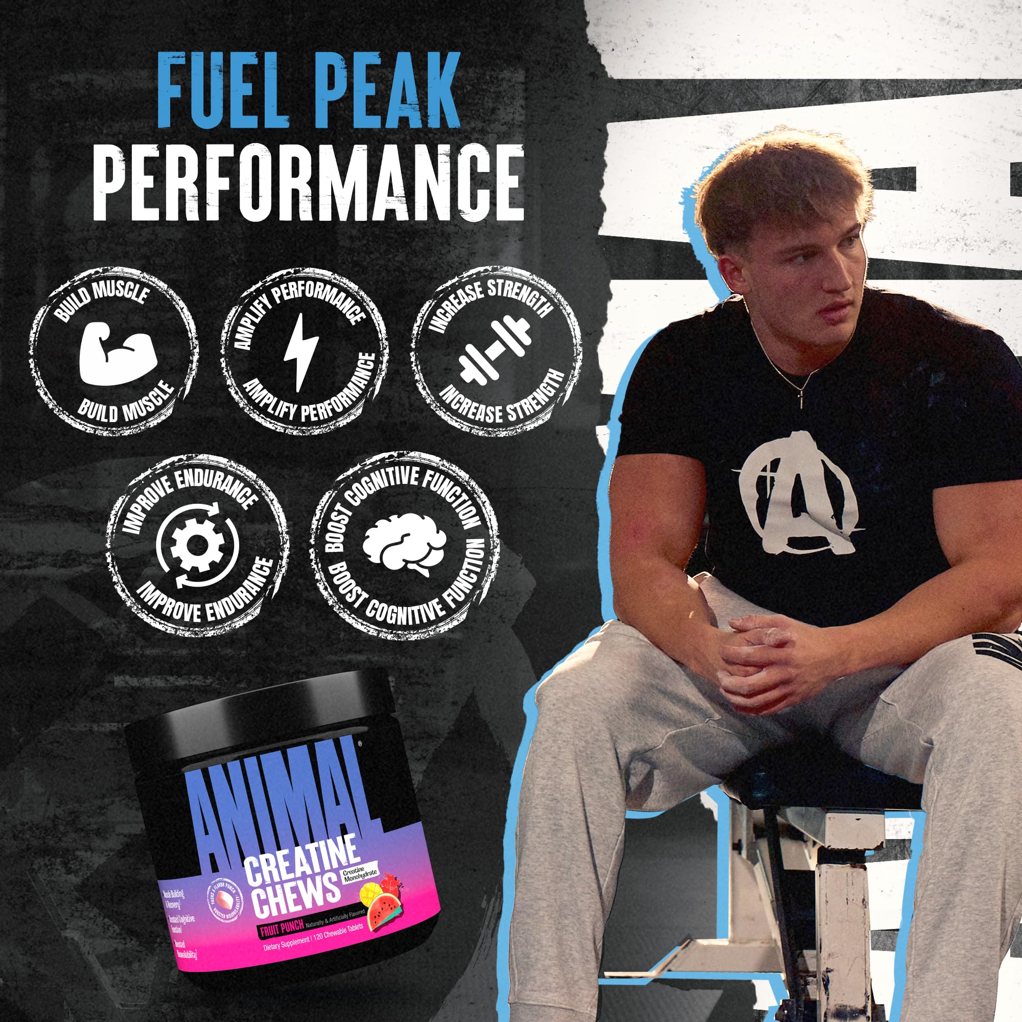 Athlete using Animal Creatine Chews during a workout for endurance support.