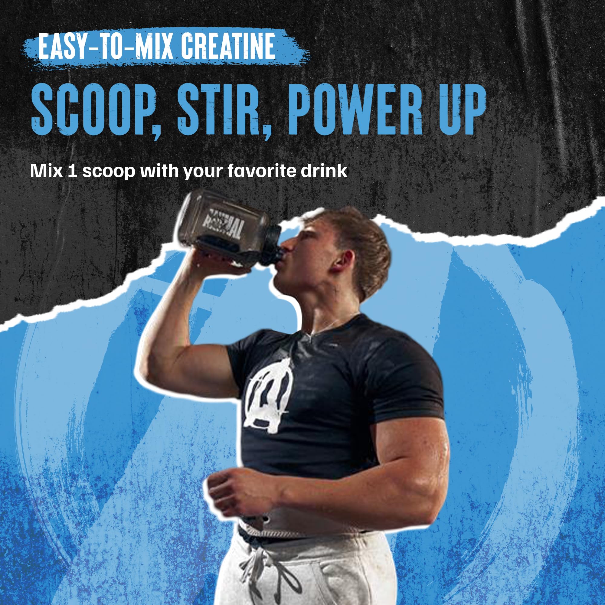 Female athlete uses Animal Creatine Monohydrate powder in gym