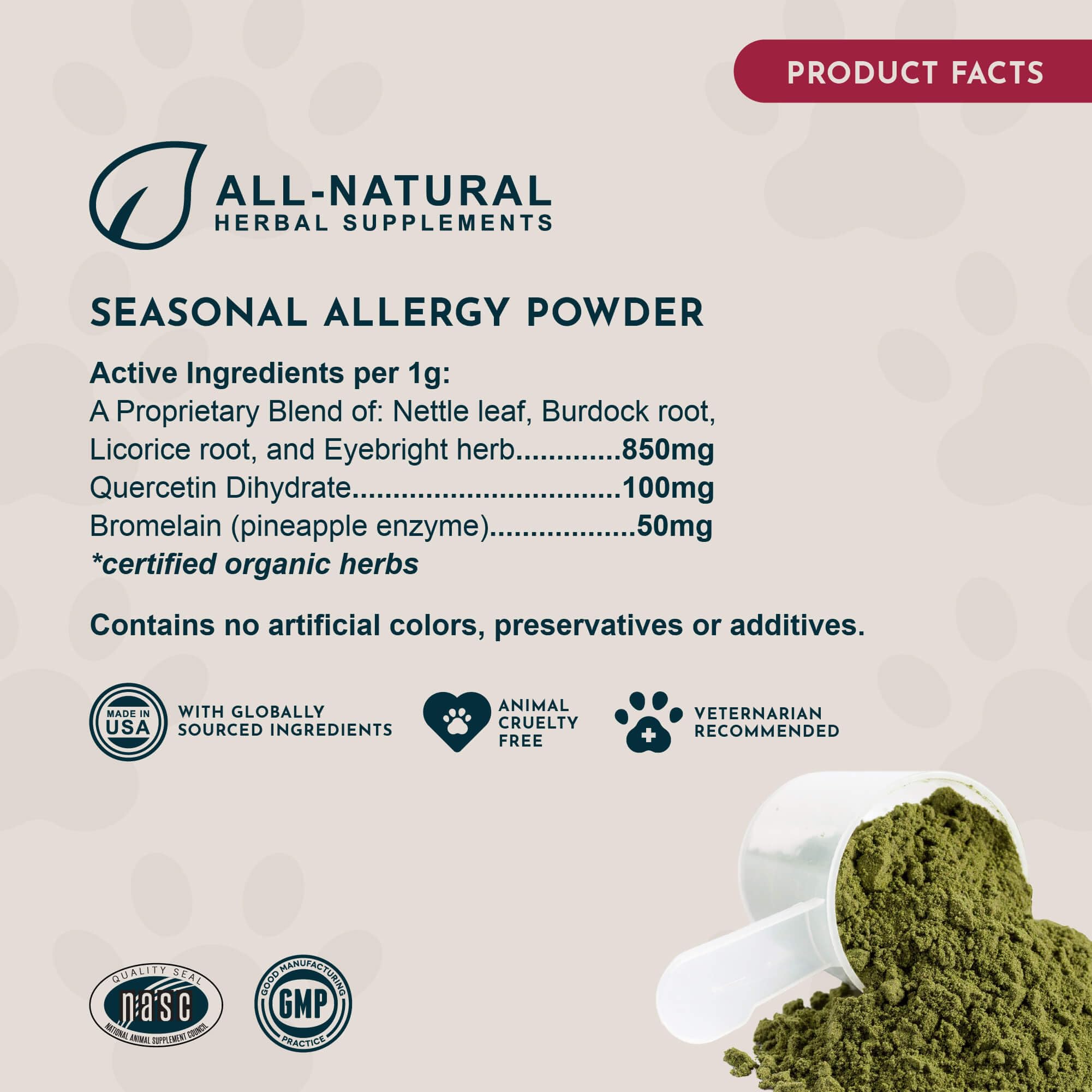 Animal Essentials Herbal nettle leaf blend providing immune support for itchy skin.