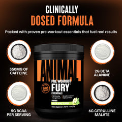 Animal Fury offers 5g BCAA blend to support between-set recovery
