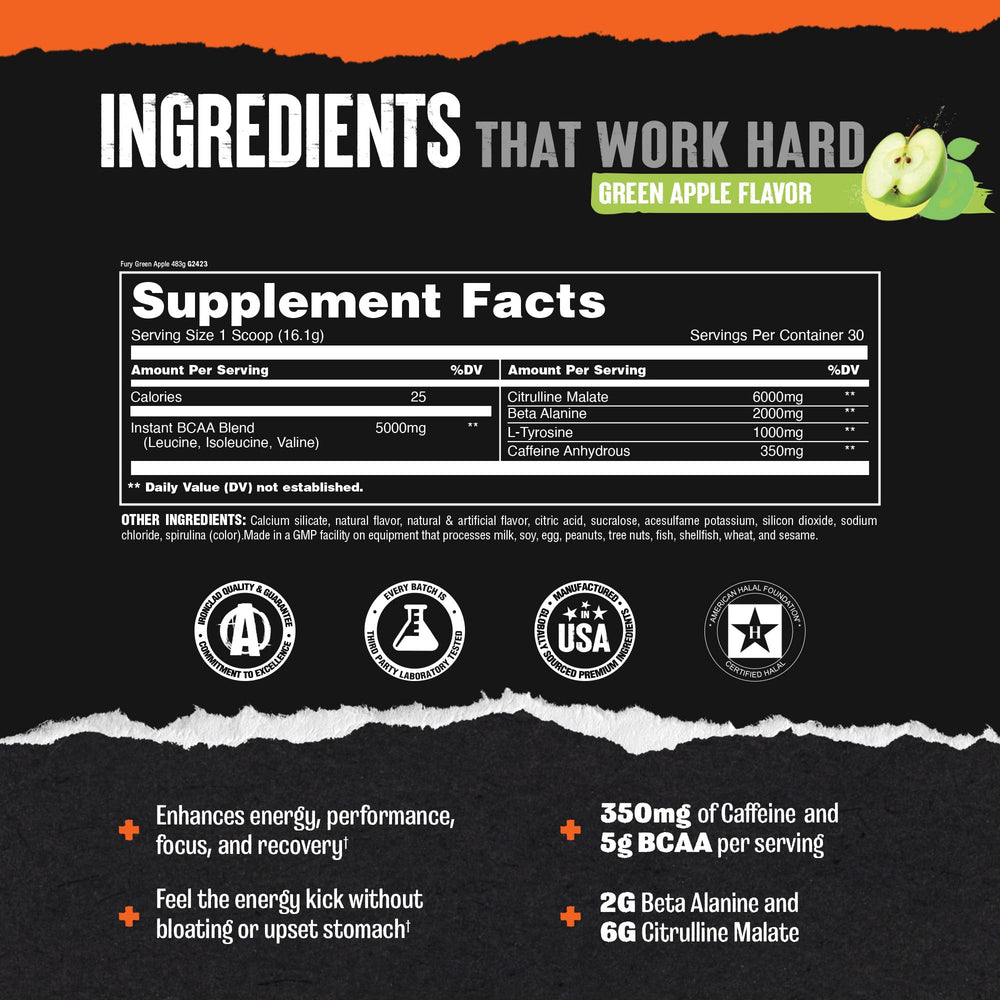 Animal Fury Green Apple dissolving in water—smooth energy boost.