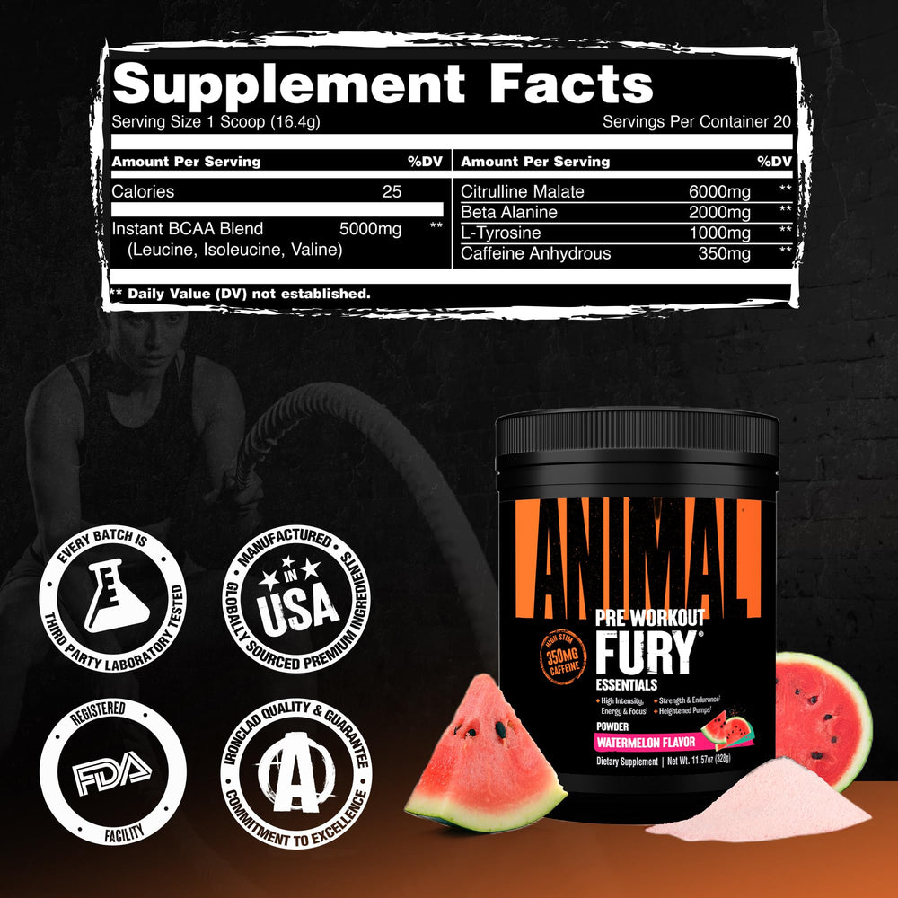 Animal Fury gym setup emphasizes performance focused pre-workout for all athletes.