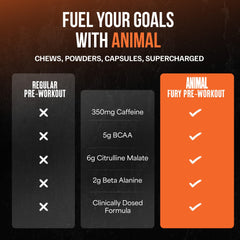 Animal Fury glass with ice showing mix and hydration during workout