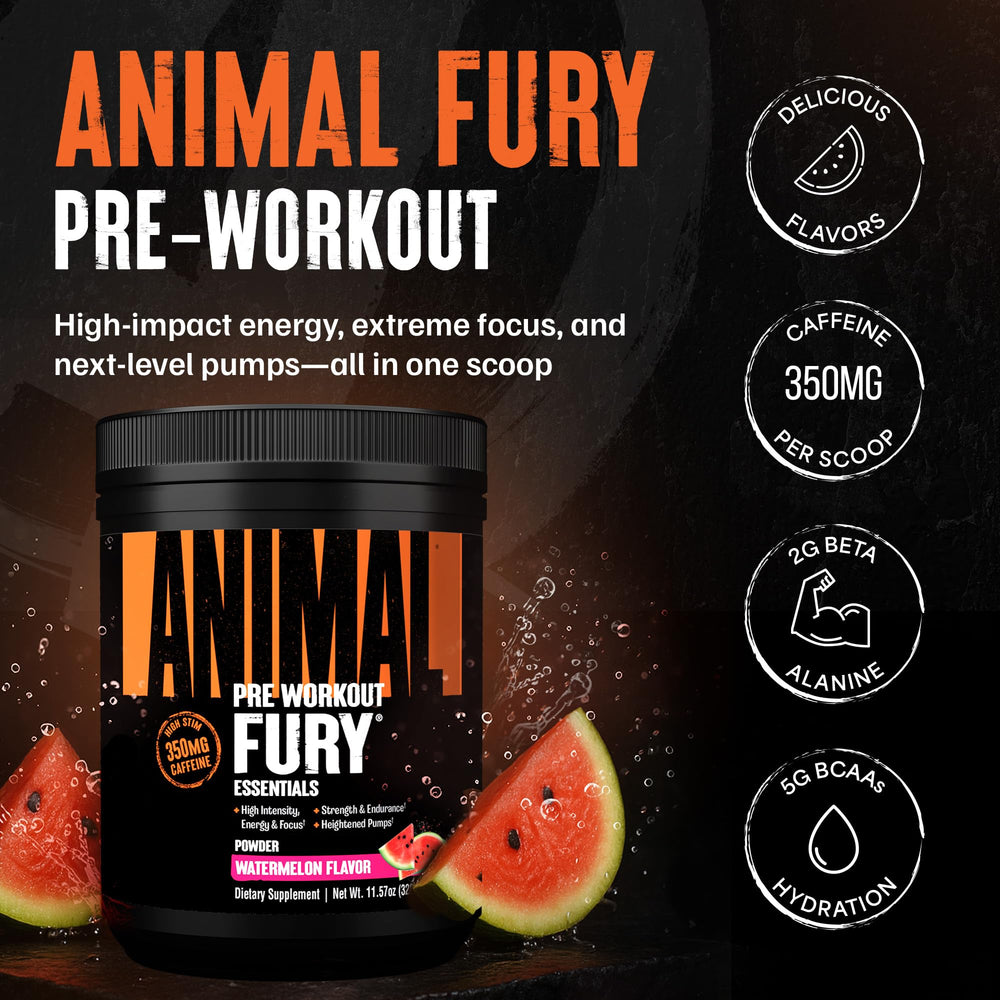 Animal Fury scoop with measuring spoon shows precise dosing for consistent results.