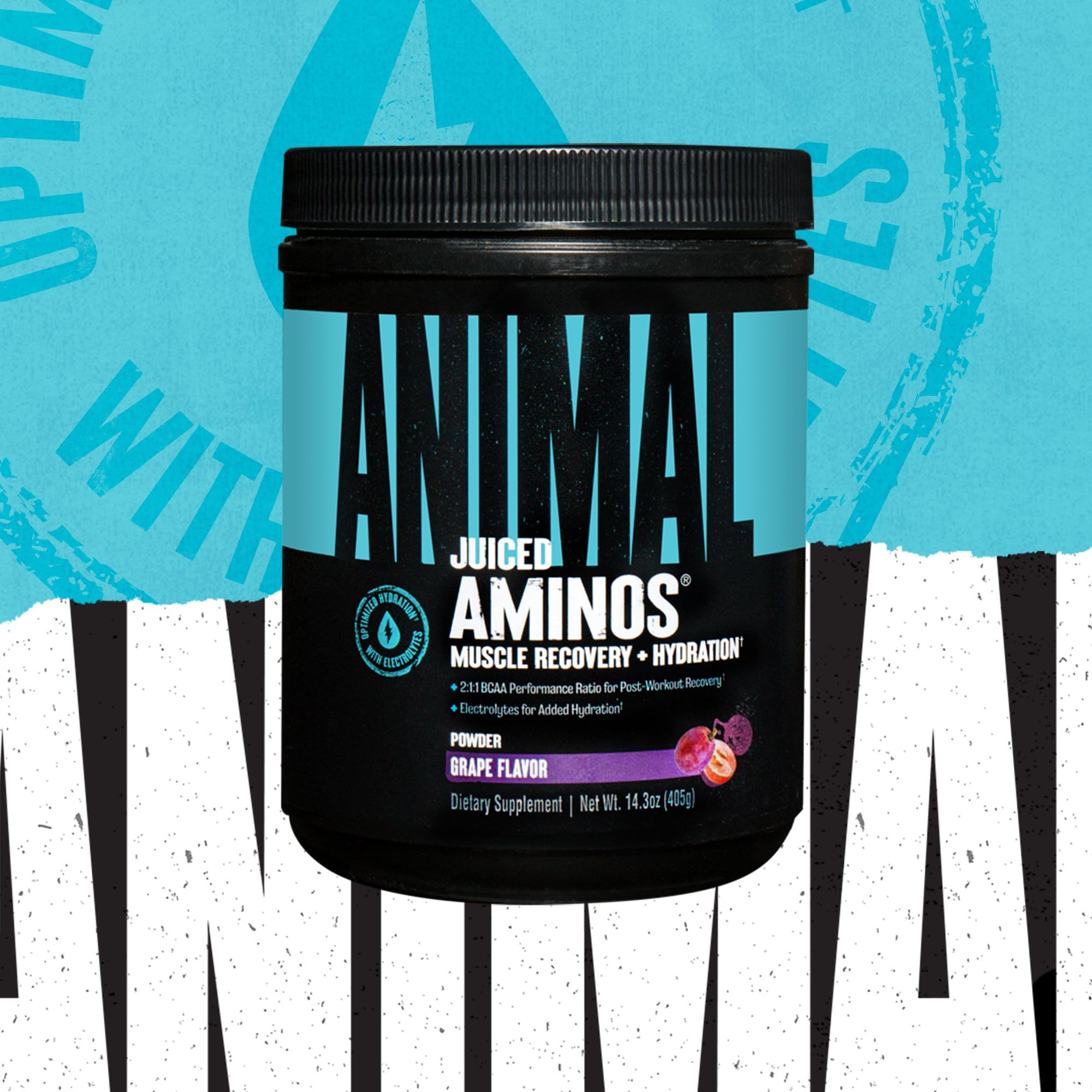Animal Juiced Aminos being poured shows easy mixability for pre- or post-workout