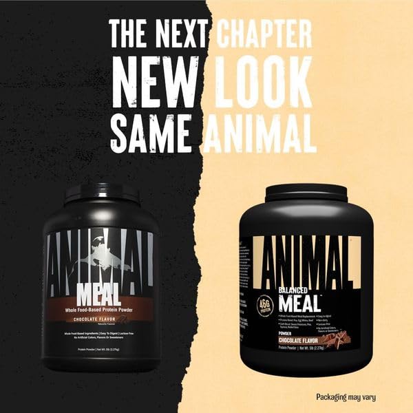 Animal Meal scoop in bowl demonstrates easy mixing for post-workout recovery