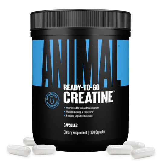 Animal Micronized Creatine Capsules bottle for convenient strength support on the go