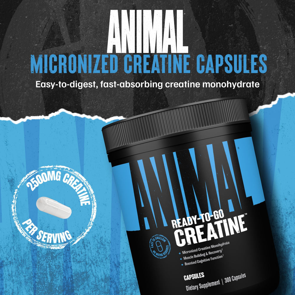 Animal Micronized Creatine Capsules packaging highlighting purity and quality for reliable workouts