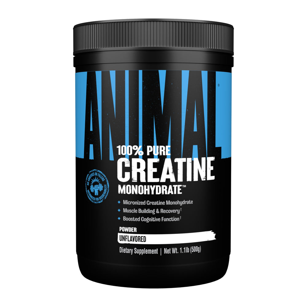 Animal Micronized Creatine unflavored bottle supports consistent energy during training.