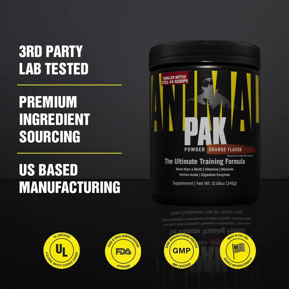 Animal Pak 60-ingredient blend shown for performance support