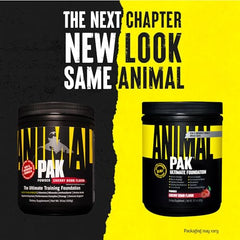 Animal Pak bottle back label showing nutrients and daily serving details.